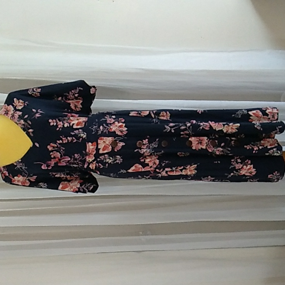 J Jill Navy Blue Dress Size Medium Floral